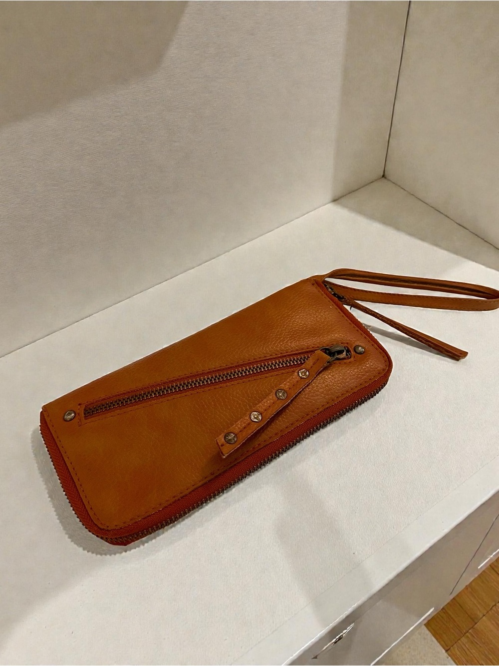 Free People Vegan Tan Zip-Around Organizer Wallet